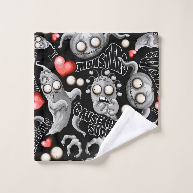 I Love Monsters 'cause People Sucks Bath Towel Set (Wash Cloth)