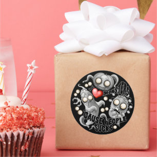 I Love Monsters 'cause People Sucks Classic Round Sticker