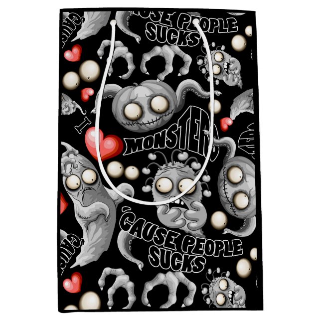 I Love Monsters 'cause People Sucks Medium Gift Bag (Front)