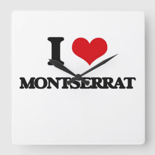 I Love Montserrat Square Wall Clock