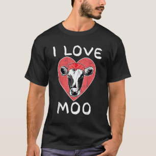 I Love Moo Cow With Bandanna Valentines Day T-Shirt
