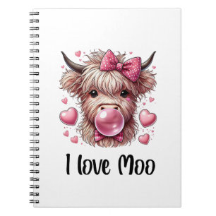 I love moo! cute scottish highland cow notebook