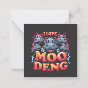 I Love Moo Deng Baby Hippo Lovers Card