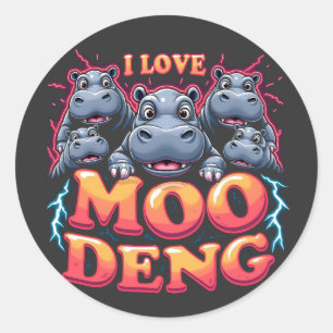 I Love Moo Deng Baby Hippo Lovers Classic Round Sticker