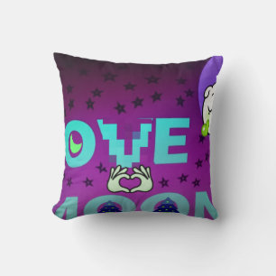 "I Love Moon" – A Whimsical Celestial Art Design Cushion