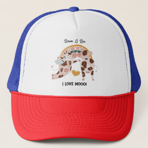I Love Mooo Cute Cow Customised Gift Him Her Trucker Hat