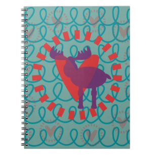 I love Moose Heart Doodle Nature Lover Design Notebook