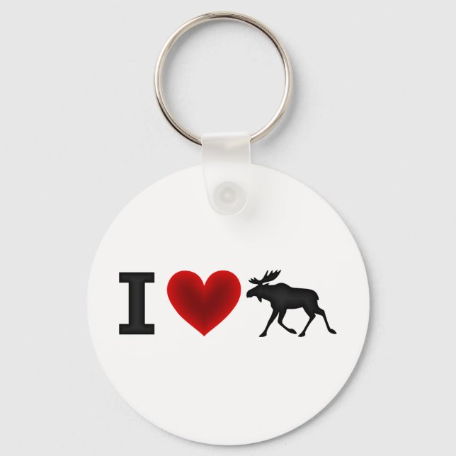 I Love Moose Key Ring (Front)