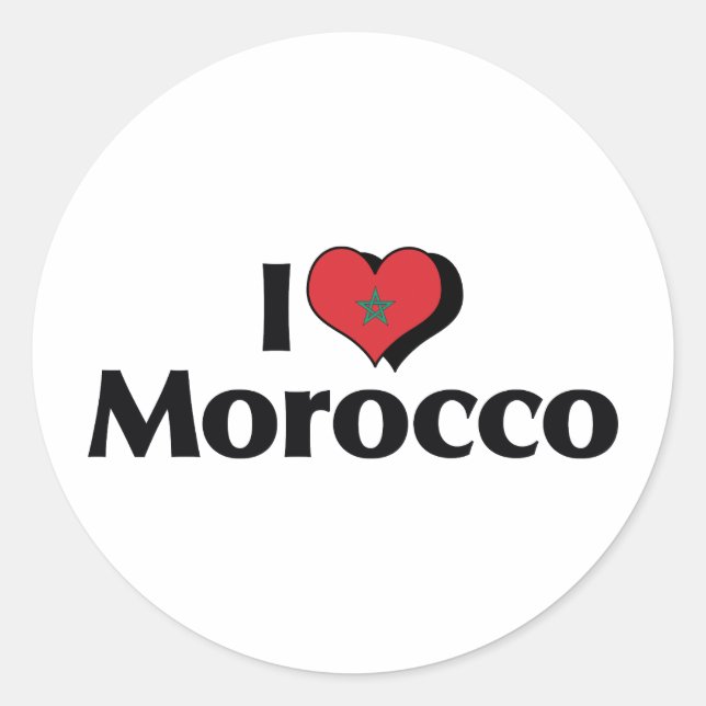 I Love Morocco Flag Classic Round Sticker (Front)