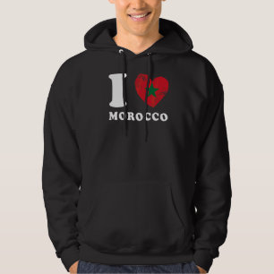 I Love Morocco Heart Flag Morocco Hoodie