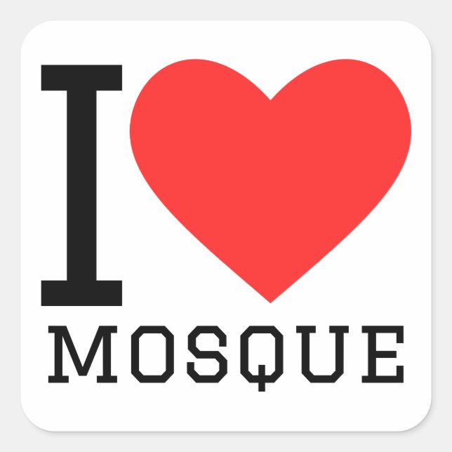 I love mosque square sticker (Front)