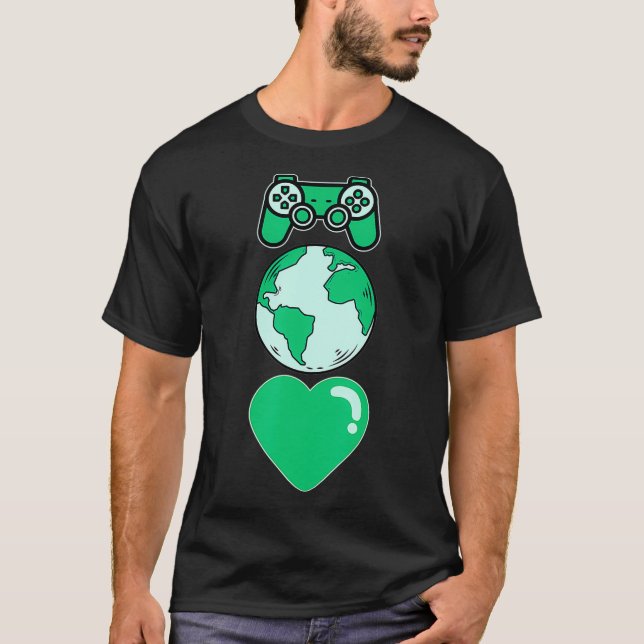 I Love Mother Earth Day Video Game Gamer Men Kids  T-Shirt (Front)