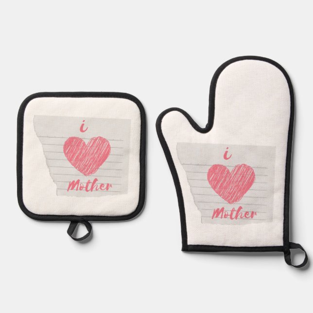 i love mother oven mitt & pot holder set (Front)