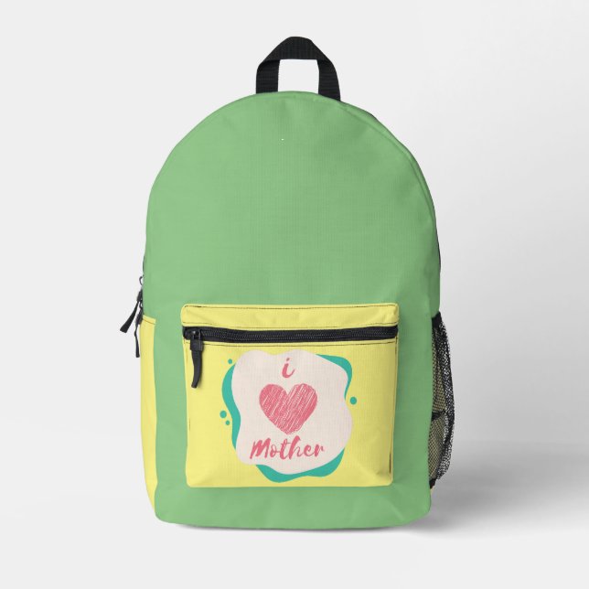i love mother printed backpack (Front)