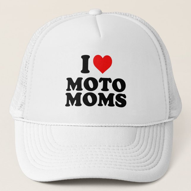 i love moto moms trucker hat (Front)
