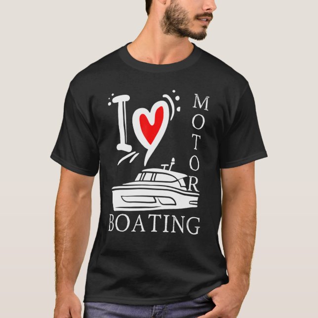 I Love Motor Boating  Mens Distressed Sailers T-Shirt (Front)