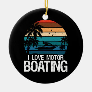 I Love Motorboating Ceramic Ornament