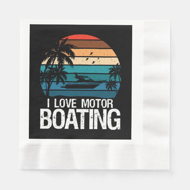 I Love Motorboating  Napkin (Front)