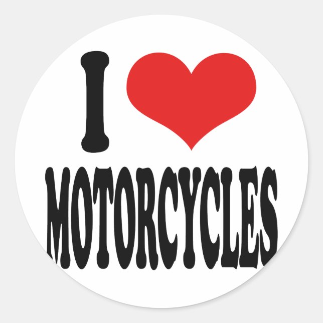 I Love Motorcycles Classic Round Sticker (Front)