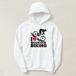 I Love Mountain Biking Silhouette Design Hoodie