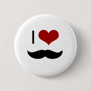 I love moustache 6 cm round badge