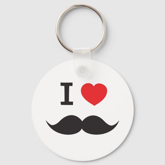 I Love Moustache Key Ring (Front)