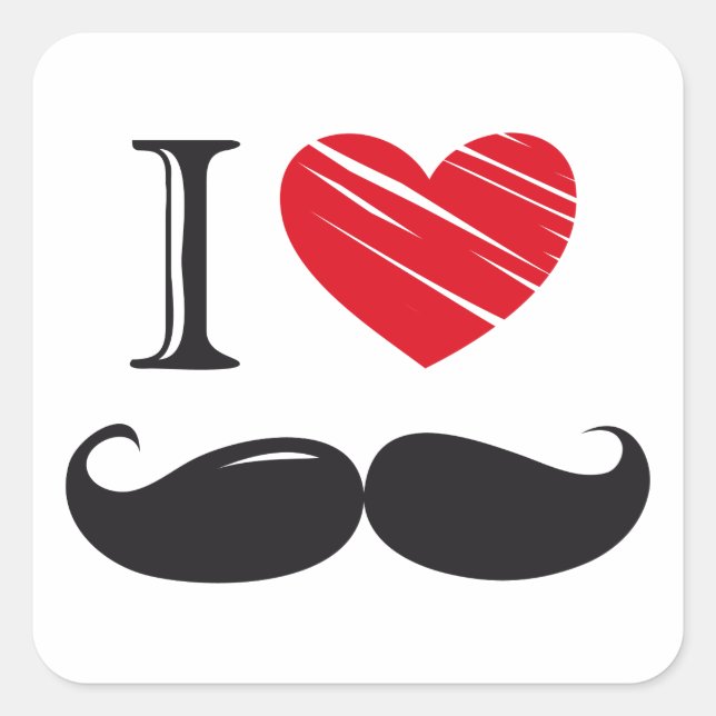 I Love MOUSTACHE Nr 1 Square Sticker (Front)