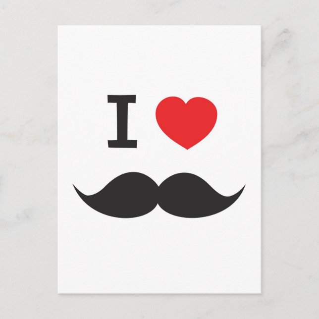 I Love Moustache Postcard (Front)