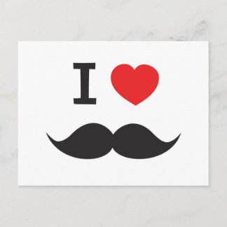 I Love Moustache Postcard