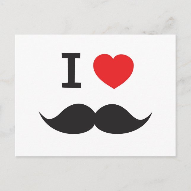 I Love Moustache Postcard (Front)