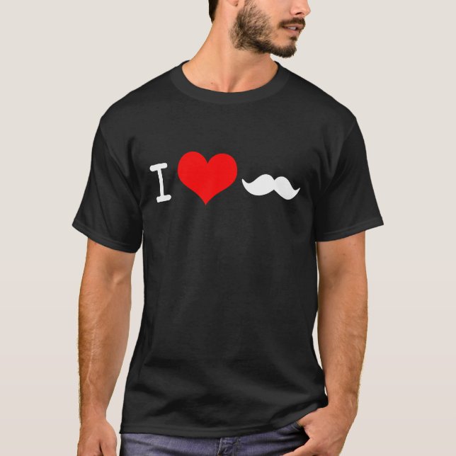 I Love Moustache T-Shirt (Front)