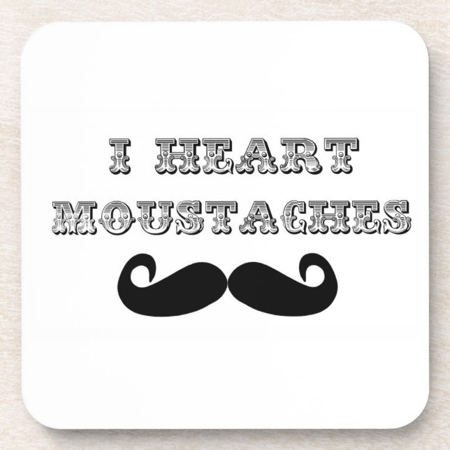 I Love Moustaches Coaster Set (Front)