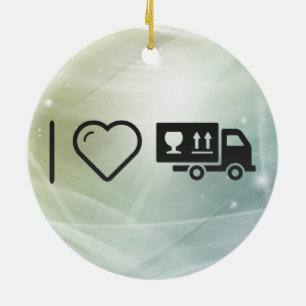 I Love Moving Ceramic Ornament