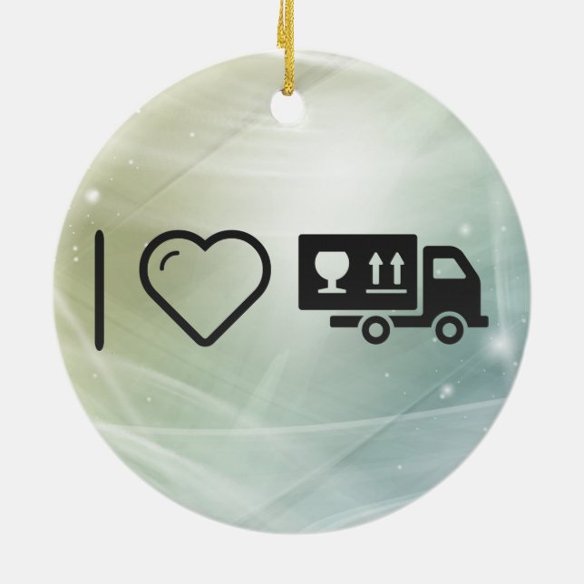 I Love Moving Ceramic Ornament (Back)