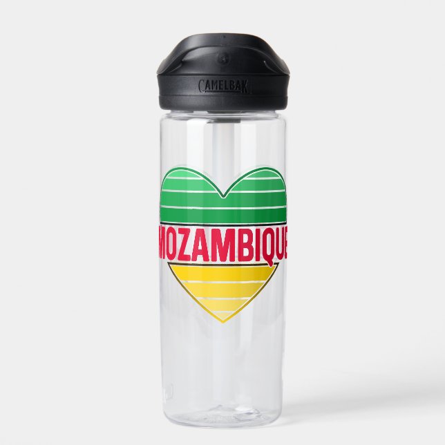 I Love Mozambique, Mozambican Heart Water Bottle (Back)