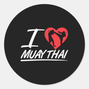 I Love Muay Thai Hobby Fighter Boxing Martial Arts Classic Round Sticker