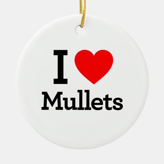 I Love Mullets Ceramic Tree Decoration (Front)