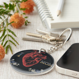 I Love Mum Anatomical Heart Keychain - Mother's Da