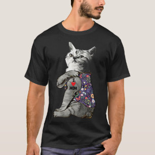 I Love Mum Cat Tattoo Funny Animal Mother's Day Wo T-Shirt