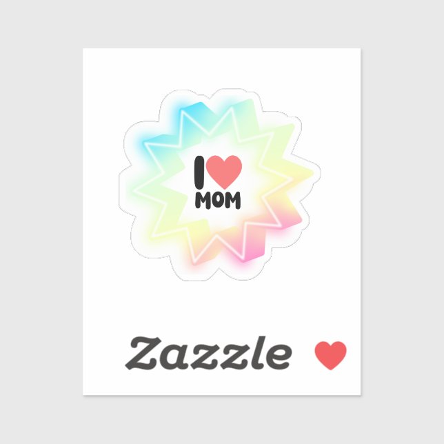 I Love Mum Colourful Neon Star (Sheet)