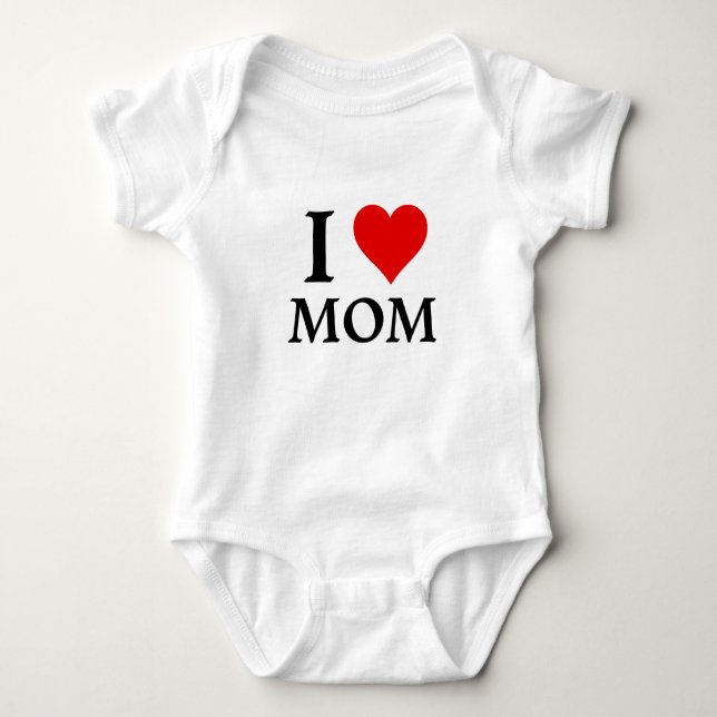 I Love Mum Custom Red Heart  Baby Bodysuit (Front)