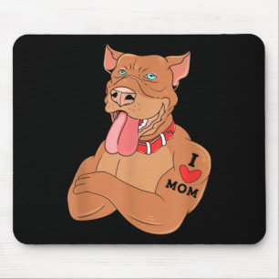 I Love Mum Dog With Tattoo Pitbull Owner  Mouse Pad