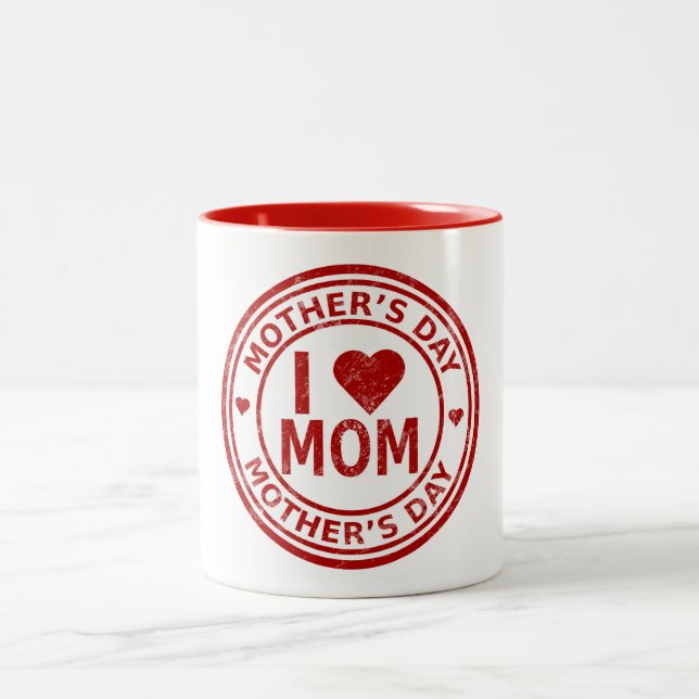 I Love Mum - Mother's Day 11 oz Two-Tone Mug (Center)