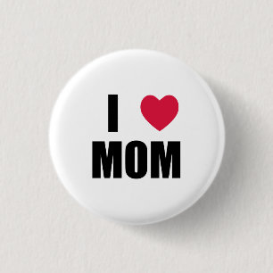 I Love Mum - Red Heart - Black Text 3 Cm Round Badge