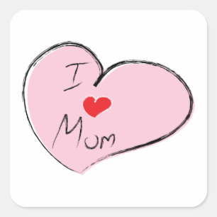 I Love Mum Square Sticker