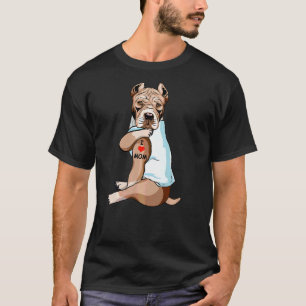 I Love Mum Tattoo American Pit Bull Mum Dog  Women T-Shirt