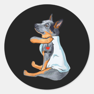 I Love Mum Tattoo Australian Cattle Mum Dog Lover Classic Round Sticker