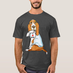 I Love Mum Tattoo Basset Hound Mum Dog Lover Women T-Shirt