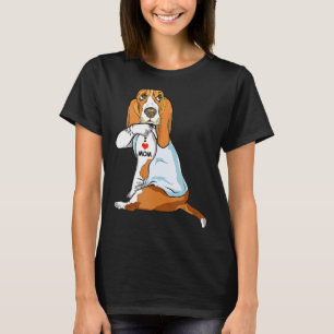 I Love Mum Tattoo Basset Hound Mum Dog Women 1 T-Shirt