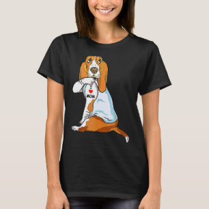 I Love Mum Tattoo Basset Hound Mum Dog Women T-Shirt